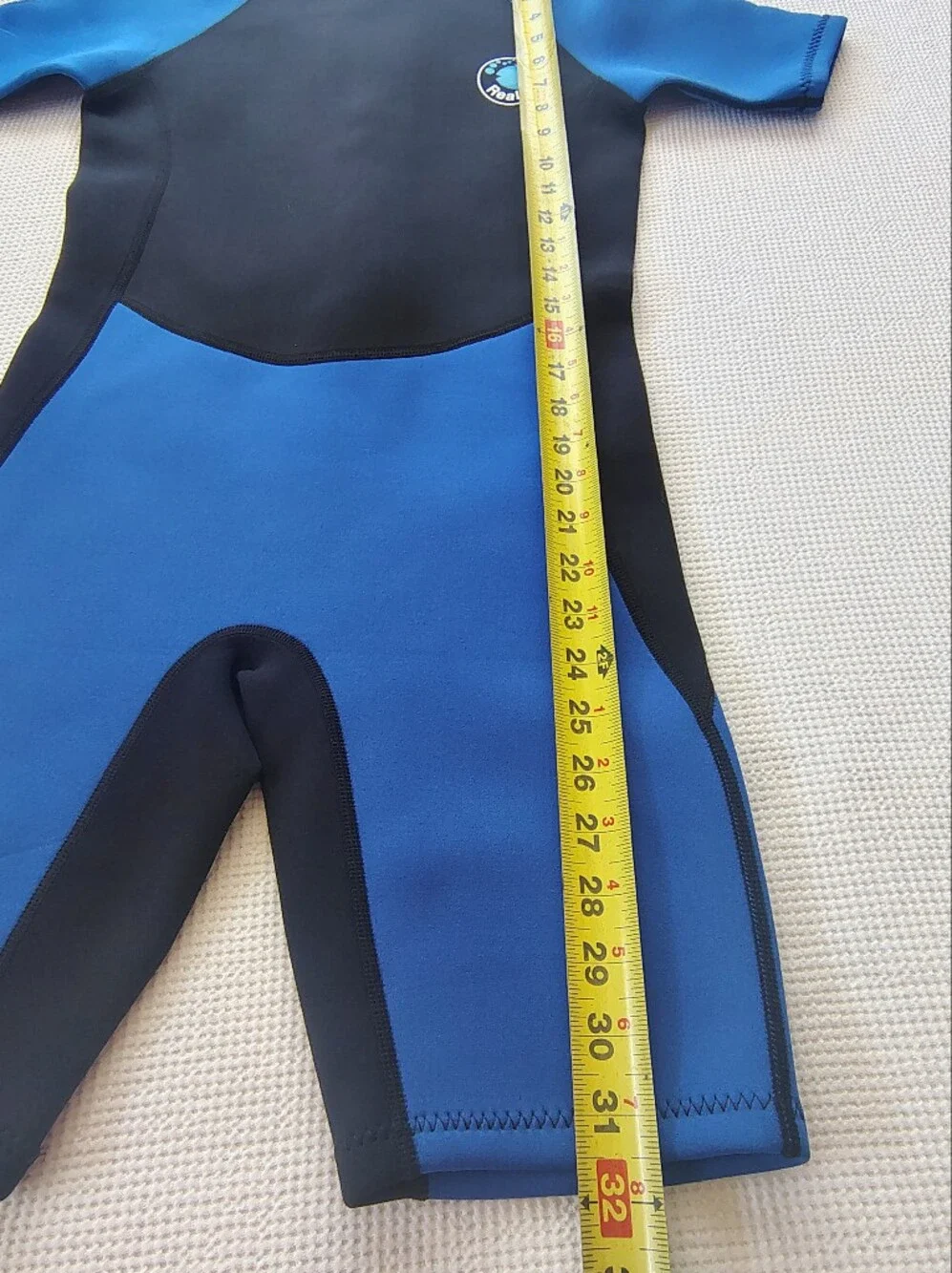 Realon Kids Short Sleeve Swim Rashguard - Blue and Black Size 2XL.